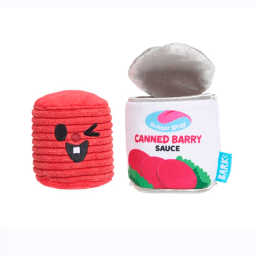 NWT Bark Box CANNED BARRY Cranberry Thanksgiving 2Pc Size LARGE Plush Dog Toy - Picture 12 of 13
